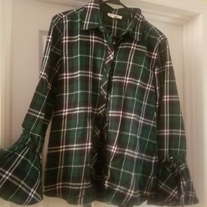 Plaid bell sleeve shirt